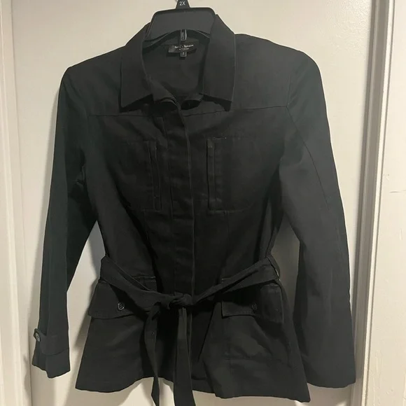 $598 Zadig & Voltaire T Gillier Black Zip-up Belted Women Jacket - Picture 2 of 9